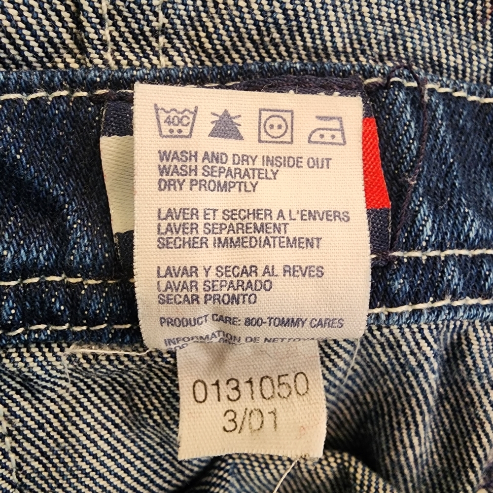 Tommy Hilfiger Denim Overalls Kids Wide Leg Pockets Flag Spell Out VTG Y2K Small - Picture 6 of 8